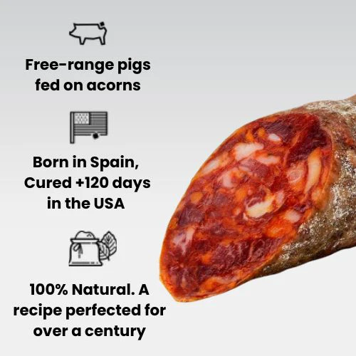100% Ibérico Acorn-Fed Spanish Chorizo, Aged 120+ Days, Artisan Family Recipe, Only Natural Ingredients, Free-Range - 1-1.5 lb - Image 3