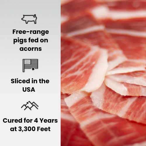 Hand Knife-Sliced Plate 100% Ibérico Ham (Jamón) – World’s Most Awarded, Naturally Cured in Mountains for 4 Years – Plate 1.5 oz - Image 3